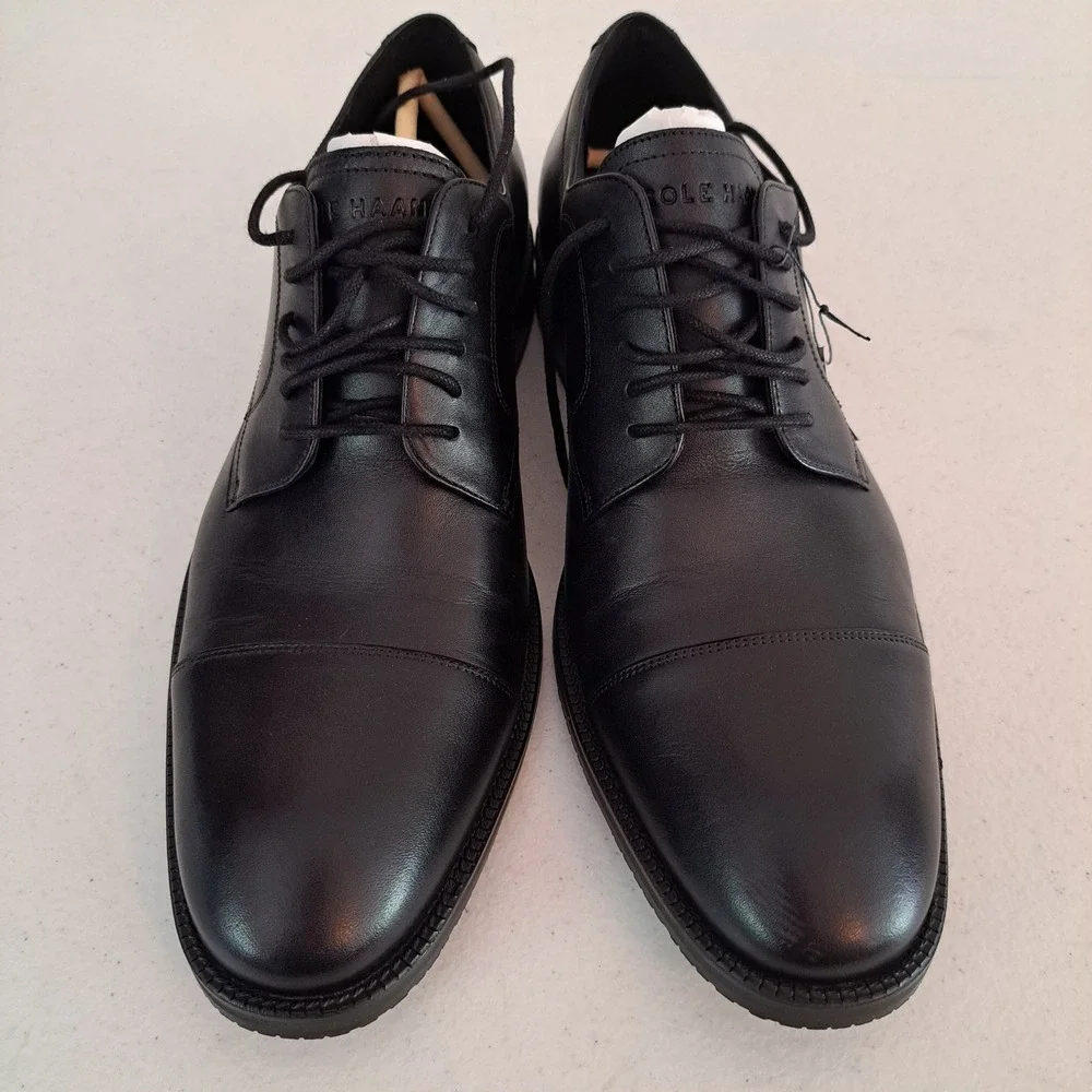 Cole Haan Waterproof Cap Toe Derby 10 Black NEW Leather Dress Shoes 1246-2037